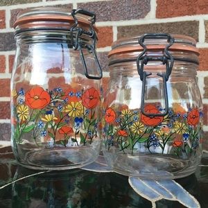 Vintage wildflower canisters